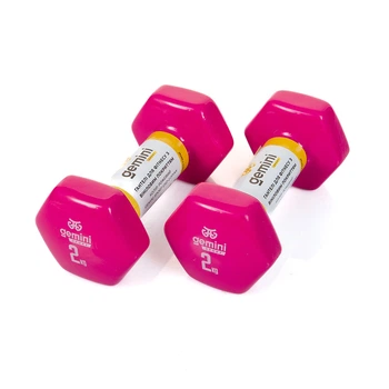 Гантели виниловые Gemini 2 кг × 2 шт розовые для фитнеса и реабилитации (GSD-2.0PINK)