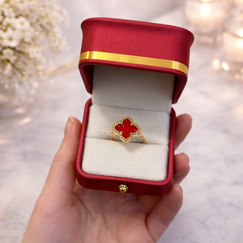 Кольцо в стиле Van Cleef, размер регулируется (Gold-red)