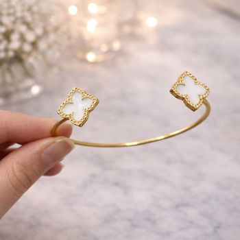Браслет у стилі Van Cleef, розмір регулюється (Gold-White)