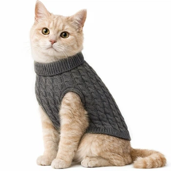 Свитер для котов (кошек) Косичка L Серый