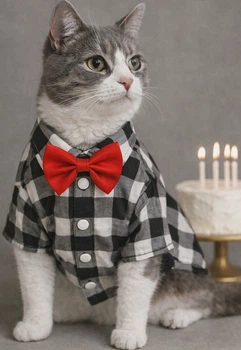 Рубашка для котов (кошек) Клеточка XS Серый