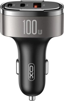Ładowarka samochodowa XO CC61 Smart 100W/USB-A (30W) + Type-C (45W) + Lightning (25W) Silver (XO-CC61)