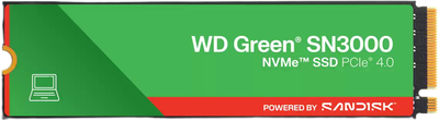 SSD диск SanDisk WD Green SN3000 1TB M.2 2280 NVMe PCIe 4.0 x4 3D NAND QLC (WDS100T4G1E-00CPS0)