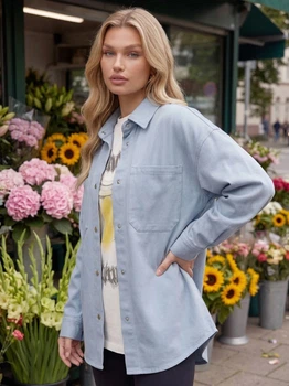 Жіноча джинсова сорочка Shift Oversize блакитна 46-48 (L/XL)