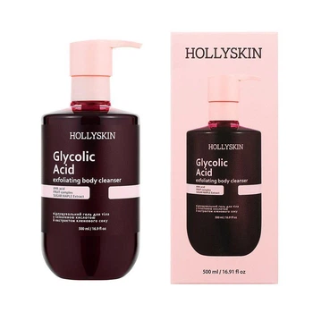 Отшелушивающий гель HOLLYSKIN Glycolic Acid для очищения тела с гликолевой кислотой и экстрактом кленового сока, 500 мл (4823109705227)