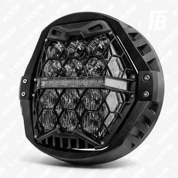 Фара головного света 01 с ДХО (белый) для мотоциклов Harley-Davidson светодиодная (LED) 7 дюймов с креплением чёрная