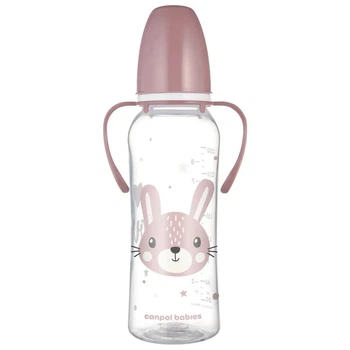 Бутылочка для кормления Canpol babies CUTE ANIMALS стандартная с ручками 250 мл розовая (11/845_pin)