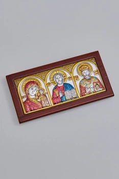 Автомобільна срібна ікона (код AP-4 GМ) 8,8*4,5 см