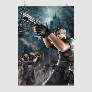 Постер Обитель зла 4, Resident Evil 4 (2005), PS2, Леон Кеннеди и зомби, A3 42×30 см (id4057)