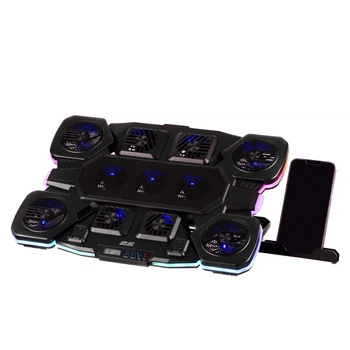 Подставка для ноутбука 2E GAMING CPG-011, до 17.3", 1xUSB-A, 1xUSB-C, LCD, RGB, чёрный