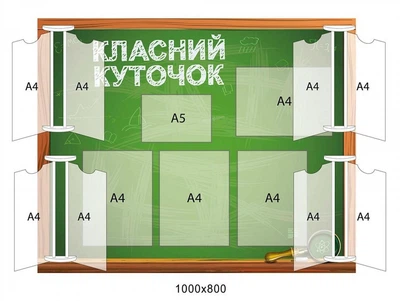 Стенд «Класний куточок» у стилі шкільної дошки з перекидними системами