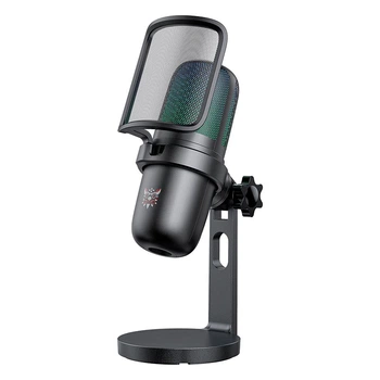 Микрофон ONIKUMA M730 Type-C с RGB-подсветкой для ПК и ноутбука кабель 2 м Черный (18258)