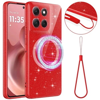 Защитный чехол Deexe Glitter Case with MagSafe для Motorola Moto G86 - Red