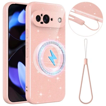 Защитный чехол Deexe Glitter Case with MagSafe для Google Pixel 9 - Pink