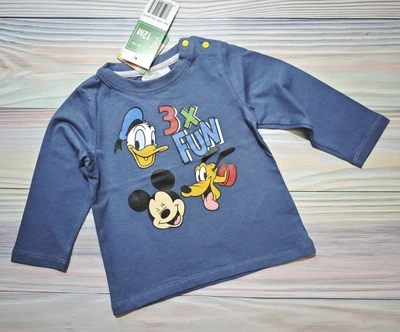 Детский лонгслив реглан для мальчика Disney 12 мес, 80 см, Синий, Микки Маус