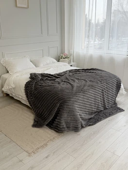 Плед Dushka Home Шарпей Смужка 4 см 21779 200х230 см темно-сірий