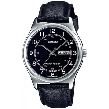 Мужские наручные часы Casio MTP-V006L-1B2, кварцевые, кожаный ремешок, водозащита 30 м