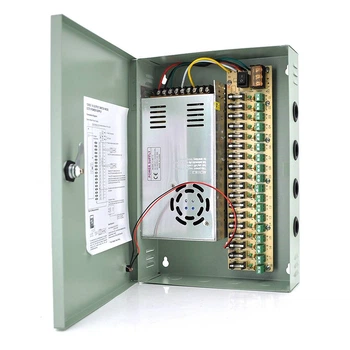 Імпульсний блок живлення 12V-30A / 18CH в боксі з замком перфорований, 18-ти канальний, Q14