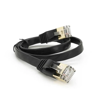 Патч-корд литий плоский WEEPDA, UTP, RJ45, Cat.7, 0.5m, Cu, чорний