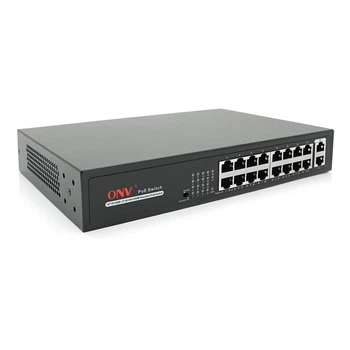 16ти портовий PoE комутатор ONV-H1016PLS 16 портів РоЕ 100 Мбіт + 2 Uplink 1000 Мбіт, до 250м, IEEE802.3af/at, загальна потужність 160Вт (UG-27283)