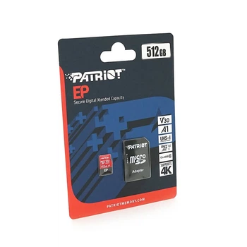 Карта пам'яті Patriot LX microSDHC Class 10UHS-I U3, V30 (R-100MB/s, W-80MB/s), 512GB