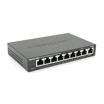 Комутатор POE 48V Mercury S109PS 8 портів POE + 1 порт Ethernet (Uplink) 10/100 Мбіт / сек, БП в комплекті, BOX Q200 (258 * 196 * 66) 0,72 кг (158 * 99 * 25) (UG-15238)