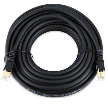 Патч-корд літій VEGGIEG, CCA, SSTP, RJ45, Cat.8, 10m, чорний
