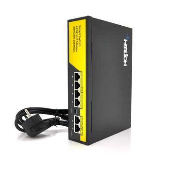 POE комутатор Merlion 4 POE 10/100+2 RJ45 10/100+вбудований блок живлення 52V 1.38A (UG-13196)