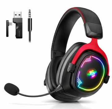 Ігрові навушники W100 Black, бездротові, 7.1, 2,4 ГГц, Bluetooth 5.4, AUX, RGB, мікрофон із шумозаглушенням, для ПК, PS4, PS5, Switch