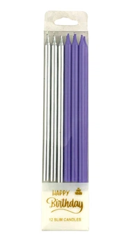 Набор свечей для торта , 15,0см, серебро-сиреневый, 12шт (625622 silver-lilac)