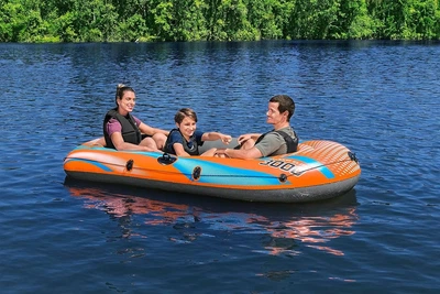 Човен надувний BestWay 61143 «Kondor Elite 3000» (45*122*246 см, гребний, двомісний, трикамерний, надувне дно, до 186 кг)