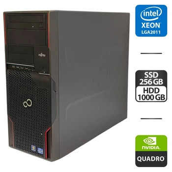 Рабочая станция Fujitsu Celsius M720 Tower / Intel Xeon E5-1620 (4 (8) ядра по 3.6 - 3.8 GHz) / 16 GB DDR3 / 256 GB SSD + 1000 GB HDD / nVidia Quadro K2000, 2 GB GDDR5, 128-bit / 500W б/у