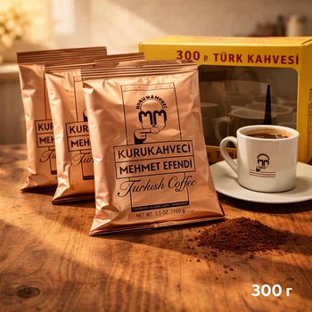 Кава мелена Kurukahveci Mehmet Efendi подарунковий набір з чашкою 300 г — турецька кава