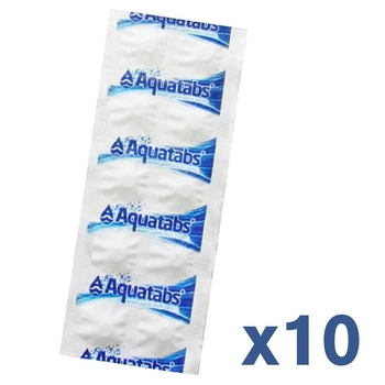 Таблетки для обеззараживания воды Aquatabs комплект 10 блистеров 100 таблеток Оригинальный производитель Medentech Ltd