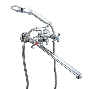 Смеситель для ванны Wezer VRL720-12 двухвентильный, хром + ручная лейка