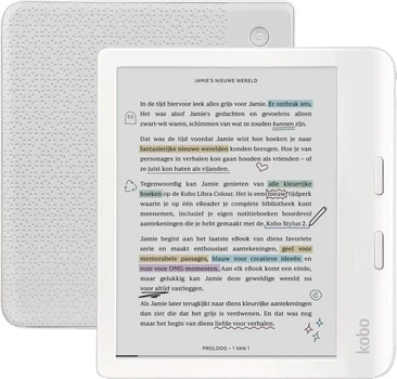 Електронна книга 7" Kobo Libra 2 / 32 ГБ / Linux / Wi-Fi / Bluetooth / Сенсорний E-Ink екран (1264 × 1680) / Налаштовувана яскравість / Вологозахищеність IPX8 / До 3 тижнів роботи від батареї / Біла (102025629) - Б/В