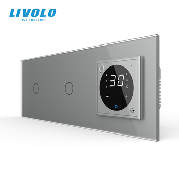 Розумний терморегулятор LIVOLO з керуваннямз телефона, вимикач 2 сенсори (1-1), сірий, скло (246642225)