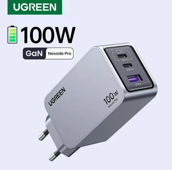 Сетевое зарядное устройство UGREEN Nexode Pro 100W GaN, USB-C, PD, QC 4.0, 3 порта, быстрая зарядка для ноутбука и смартфона