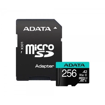Карта пам'яті microSDXC (UHS-1 U3) A-DATA Premier Pro 256Gb Class 10 V30S A2 (R-100Mb/s W85Mb/s) (adapter SD) (AUSDX256GUI3V30SA2-RA1) (21363)
