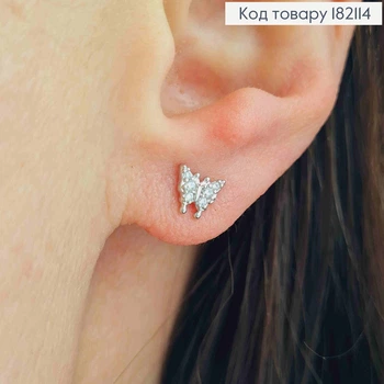 Сережки родовані гвоздики "Метелик" з Блискучими камінцями, 0,5см, Xuping