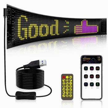 Гнучка LED панель для авто 37,4х9,2см з Bluetooth та USB чорного кольору для підсвічування скла авто