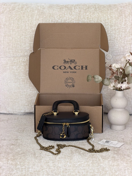 Жіноча сумка Coach шкіряна Trail Crossbody 17 17,5×8×8 см Коричнева (LUX1387)