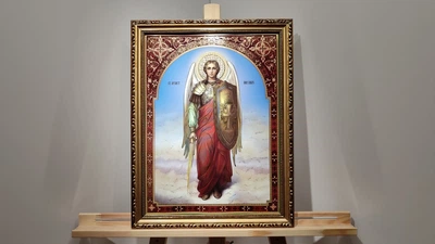 Образ Архангела Михаїла в багетній рамі 30х40 см. №228