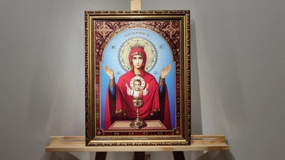 Икона Божией Матери Неупиваемая чаша в багетной раме 30х40 см. №206