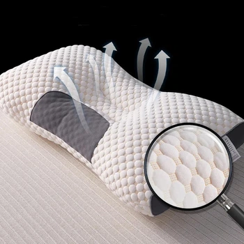 Ортопедическая подушка для сна с поддержкой шеи и спины Pillow-01, 48x74 см, гипоаллергенная, анатомическая форма, Белая