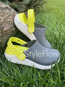 Кроксы детские Crocs Literide Kids Grey/Citrus 30 (EU 28-29)