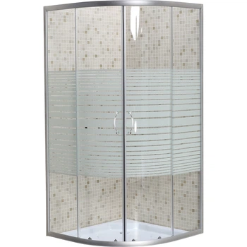 Душова кабіна BRAVO WISLA N90TS.Line 88x88x180 см, півкругла, без піддона, сатиновий профіль, скло з білою лінією