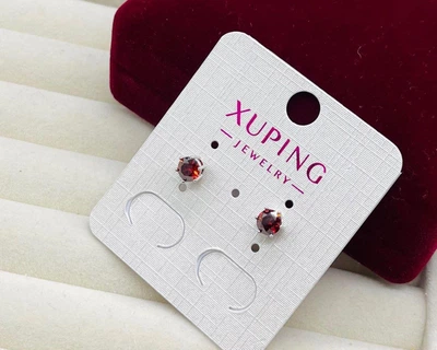Серьги с красным камнем Xuping гипоаллергенные сережки из медицинского сплава бижутерия украшения для женщин