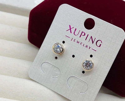 Сережки гвоздики в уши Xuping с большим камнем гипоаллергенная бижутерия украшения из медицинского сплава