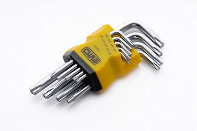Набор торцевых ключей Torx T10, T15, T20, T25, T27, T30, T40, T45, T50 коротких CrV (9 шт) СИЛА